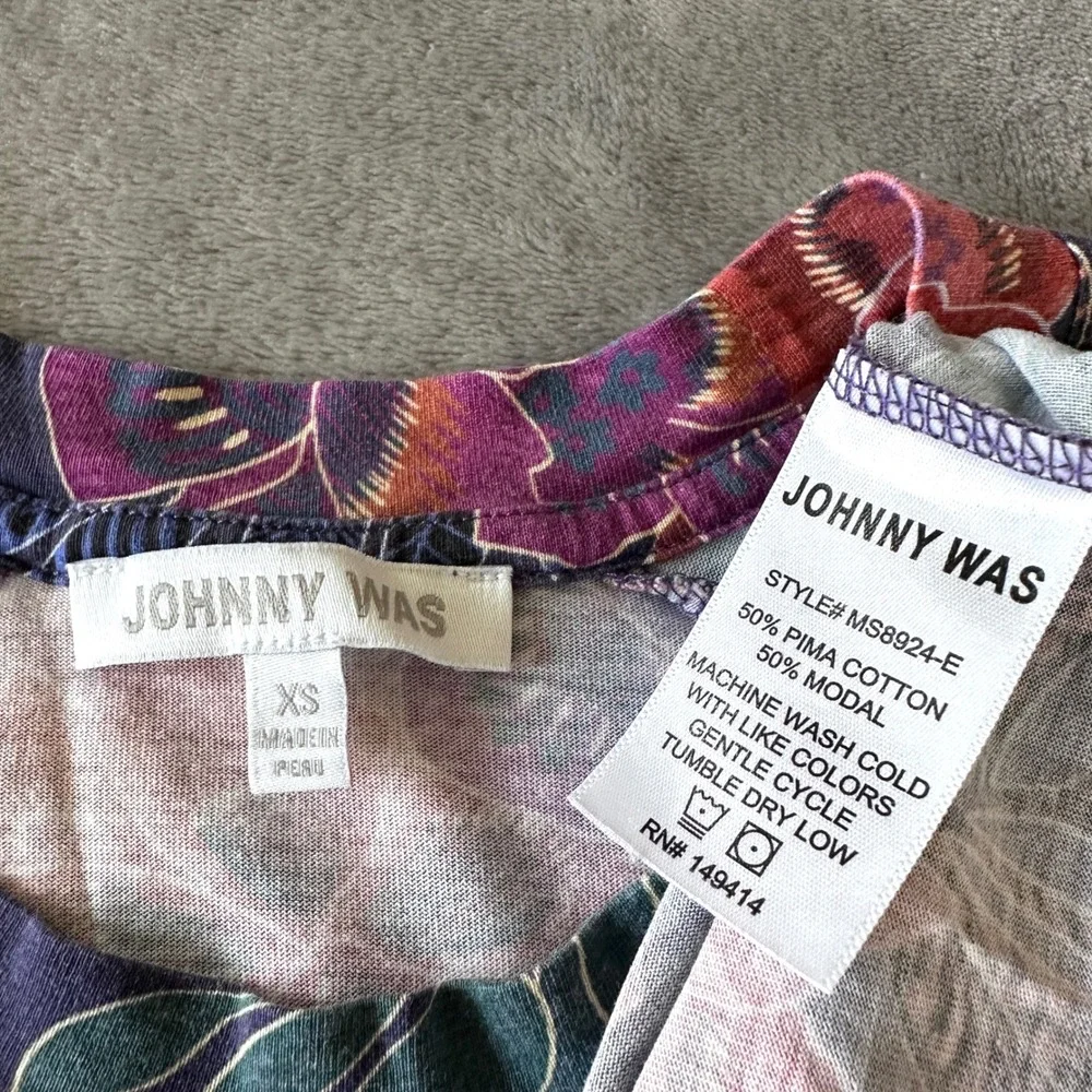 Johnny Was XS The Raglan Pajama Top Ettas Garden Floral Pima Cotton Modal LS